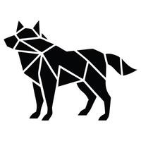 a black and white geometric wolf on a white background vector