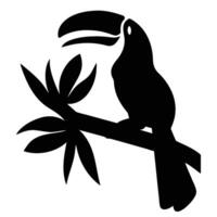 Minimalist Toucan Silhouette with Tropical Leaf Art vector