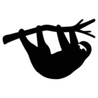 Minimalist Sloth Silhouette Hanging from Branch Minimalist Sloth Silhouette Hanging from Branch Silhouettes Art vector