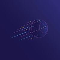 Futuristic neon bocce ball with motion lines, tech speed concept on dark digital background. vector