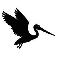 Elegant Black Silhouette of a Pelican in Flight against a White Background Bird Illustration Graphic Design vector