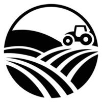 Farm Tractor on Rolling Fields Abstract Design for Agriculture Branding vector