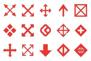 Set of Red Directional Icons for Web or App vector