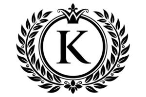Elegant Monogram K with Laurel Wreath Design vector
