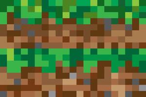 pixel horizontal background two layers of top layer of earth in section. texture of earth and grass of conceptual game in style of pixel art, vector