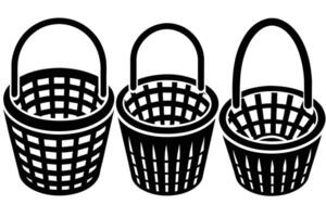 Three Different Sizes of Empty Wicker Baskets vector