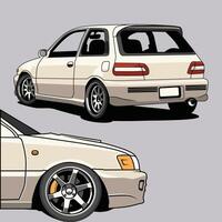 a car with a side back end and headlights on a white background vector