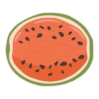 Invitation to the Summer Sale on the background of a Watermelon. Half of a juicy watermelon with pits with space for text, ads. vector