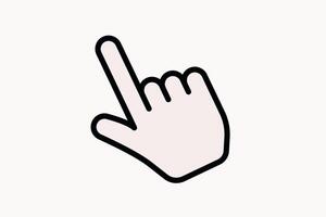 Simple black cursor hand icon pointing upward with index finger on white background for web interface design vector
