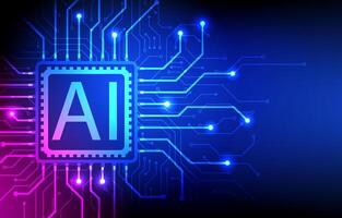 AI circuit background for technology design featuring futuristic electronic. vector