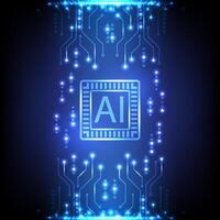 AI circuit board background. Artificial intelligence futuristic technology data concept. Design for motherboard cyberpunk background. vector