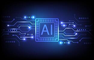 Digital AI circuit background. Artificial intelligence CPU futuristic technology data board. vector