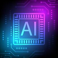 AI circuit board background. Artificial intelligence concept. Design for motherboard cyberpunk futuristic technology data background. vector
