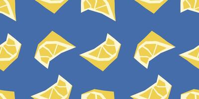 Seamless Pattern with Lemon Blue Background vector