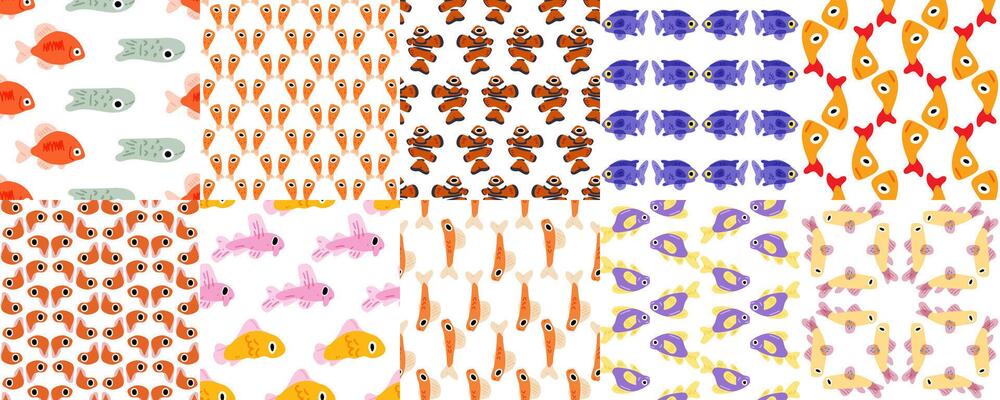 Playful Cartoon Fish Pattern Bundle
