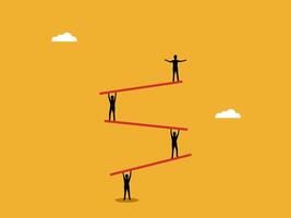 Workplace class, business people on a balance of levels with the boss at the top. vector