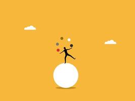 Busy with business, training, Businessman tossing a ball while balancing vector