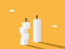 Businessman Standing on Stability and Another Standing on Uncertainty vector