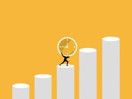 Investment takes time and effort, Businessman raises a clock on the level of the growth chart vector