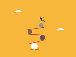 Control, Complex work, Businessman balancing on a ball vector