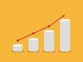 Bar chart with growth arrow vector