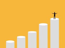 Successful business people are at the top of the growth bar chart vector