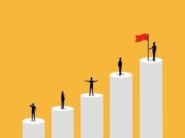 Successful businessman on the highest growth bar chart. vector