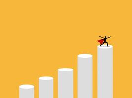 Earn more, The business hero at the top of the bar chart wants to grow continuously vector