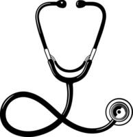 black illustration of medical device stethoscope without background vector