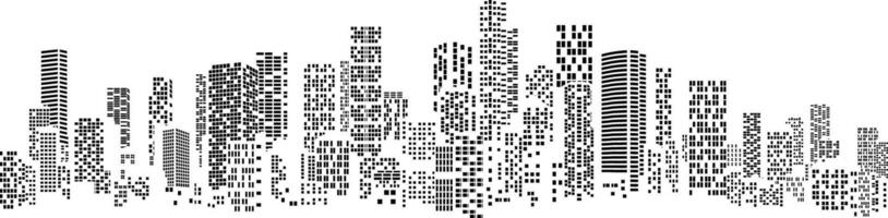 black silhouette of a big city with skyscrapers only windows without background vector