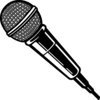 black illustration of microphone or wireless microphone without background vector
