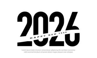 Template design for New Year 2026 celebration with black color on white background. vector