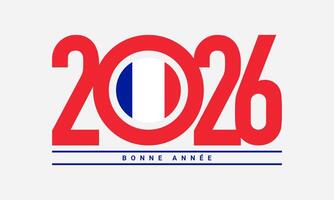 Template design for New Year 2026 celebration with France flag on white background. vector