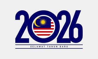 Template design for New Year 2026 celebration with Malaysian flag on white background. vector