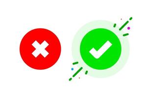 Flat illustration of checkmark and cross icons. success and failure status in user interface UI. for mobile apps, web design, notification messages, confirmation dialogs, error alerts, and indicators vector