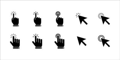 Cursors icons click set. Cursors icon click, Clicking cursor, pointing hand click icon illustration vector