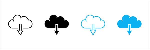 cloud download outline icon set. For your website, logo, app, UI design. Illustration, isolated on white background. vector