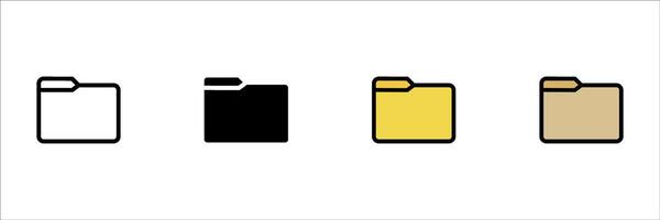 Folder icon set. Simple computer file folder icon. Modern computer file folder icon in black color isolated on white. vector