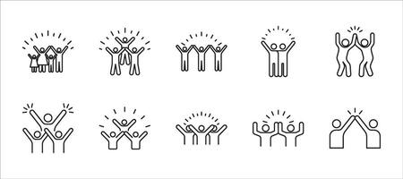 Collection of line icons set, of happy people, friends party, happy feeling. For your website, logo, app, UI design. illustration, isolated on white background. vector
