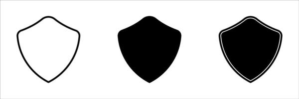Shield icon collection. Shield security line icon. Badge quality symbol, sign, logo or emblem. For your website, logo, app, UI design. Illustration, isolated on white background. vector