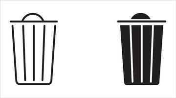 Bin icon set, trash can collection. vector