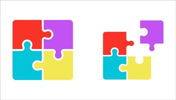 Puzzle piece. Puzzle jigsaw in different design. Teamwork symbol. Puzzle logo vector