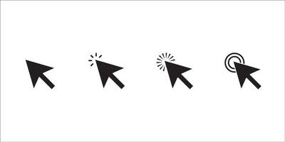 Click arrow icon set. Cursor arrow icon with a clicking effect. Represents a computer mouse click, indicating action, interaction, or selection. vector