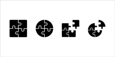 Black square puzzle icon set, icon collection. illustration. for apps, web and digital design. illustration. vector