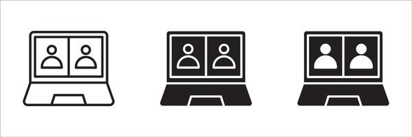 Remote work, Call icon set distance learning or online meeting with two people flat icon for apps and websites. vector