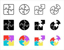 Piece of the puzzle. Puzzle icons set, clipart isolated on a white background. vector
