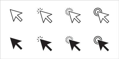 Click arrow icon. Cursor arrow icon with a clicking effect. Represents a computer mouse click, indicating action, interaction, or selection. vector