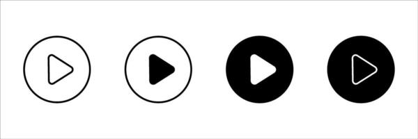 play button line icon set. Pause Button For your website, logo, app, UI design. Illustration, isolated on white background. vector