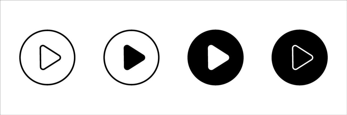 play button line icon set. Pause Button For your website, logo, app, UI design. Illustration, isolated on white background.