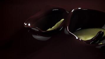The apple slices fall into the chocolate. Filmed on a high-speed camera at 1000 fps. High quality FullHD footage video